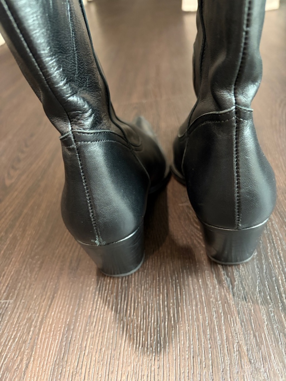 STAUD Black Leather Pointed-Toe Mid-Calf Women's Boots - Picture 4 of 6